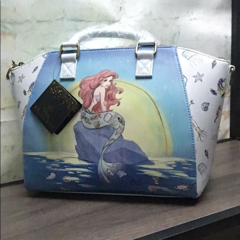 New Loungefly Disney Little Mermaid Satchel Handbag with Crossbody Strap